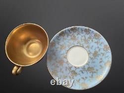 Rhenania Duisdorf Mocha Coffee Cup Saucer In Blue & Gold Circa 1950