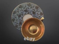 Rhenania Duisdorf Mocha Coffee Cup Saucer In Blue & Gold Circa 1950