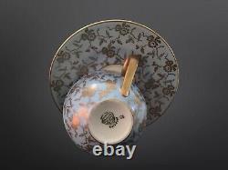 Rhenania Duisdorf Mocha Coffee Cup Saucer In Blue & Gold Circa 1950