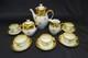 Richard Ginori Demitasse Coffee Pot Cream Sugar Cups Saucers Lustre Gold Flower