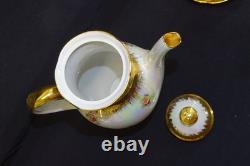Richard Ginori Demitasse Coffee Pot Cream Sugar Cups Saucers Lustre Gold Flower