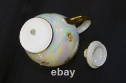 Richard Ginori Demitasse Coffee Pot Cream Sugar Cups Saucers Lustre Gold Flower