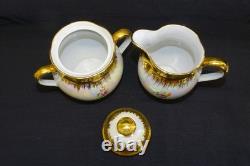 Richard Ginori Demitasse Coffee Pot Cream Sugar Cups Saucers Lustre Gold Flower