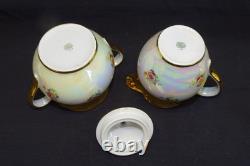 Richard Ginori Demitasse Coffee Pot Cream Sugar Cups Saucers Lustre Gold Flower