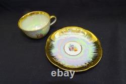 Richard Ginori Demitasse Coffee Pot Cream Sugar Cups Saucers Lustre Gold Flower