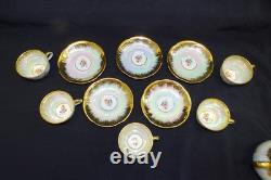 Richard Ginori Demitasse Coffee Pot Cream Sugar Cups Saucers Lustre Gold Flower