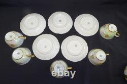 Richard Ginori Demitasse Coffee Pot Cream Sugar Cups Saucers Lustre Gold Flower