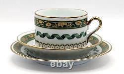 Richard Ginori Pincio Porcelain Green Gold Italian Trio Cup Saucer Side Dish