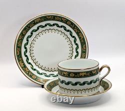 Richard Ginori Pincio Porcelain Green Gold Italian Trio Cup Saucer Side Dish