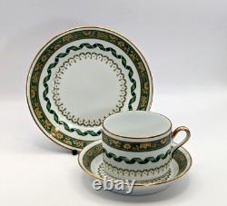 Richard Ginori Pincio Porcelain Green Gold Italian Trio Cup Saucer Side Dish