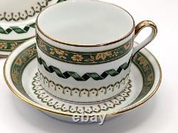 Richard Ginori Pincio Porcelain Green Gold Italian Trio Cup Saucer Side Dish