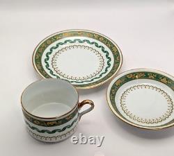 Richard Ginori Pincio Porcelain Green Gold Italian Trio Cup Saucer Side Dish