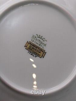 Richard Ginori Pincio Porcelain Green Gold Italian Trio Cup Saucer Side Dish