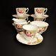 Ridgway Melba China 4 Cups Saucers Withcreamer Sugar Pink Yellow Withgold 1955-1964