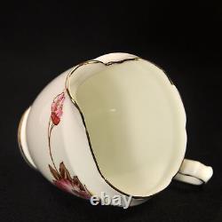 Ridgway Melba China 4 Cups Saucers withCreamer Sugar Pink Yellow withGold 1955-1964