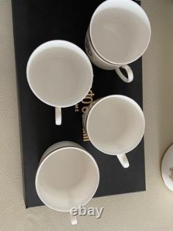 Roberto Cavalli Silk Gold Tea or Coffee Cups x 4 & Saucers x 4