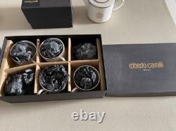 Roberto Cavalli Silk Gold Tea or Coffee Cups x 4 & Saucers x 4