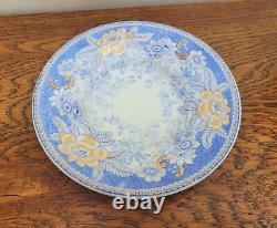 Rockingham True Trio c1830 French Empire Shape Blue Printed Flowers 725 Gilded