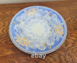Rockingham True Trio c1830 French Empire Shape Blue Printed Flowers 725 Gilded