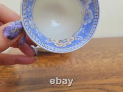 Rockingham True Trio c1830 French Empire Shape Blue Printed Flowers 725 Gilded