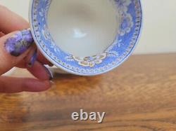 Rockingham True Trio c1830 French Empire Shape Blue Printed Flowers 725 Gilded