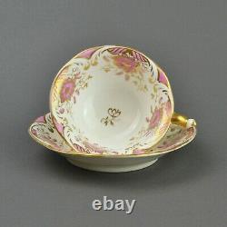Rockingham Works Brameld Pink & Gold Teacup & Saucer c1830-42