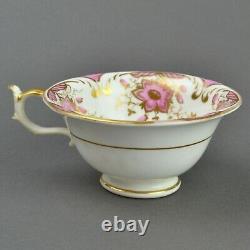 Rockingham Works Brameld Pink & Gold Teacup & Saucer c1830-42