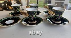 Rosenthal5VERSACE GOLD IVY CUPS & 6 SAUCERS, WING HANDLESOriginal box