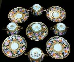 Rosenthal 2 handled soup cup and saucers 5 sets withgold bands Ovington Bros Co