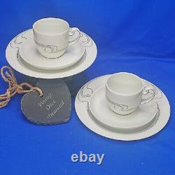 Rosenthal ASYMMETRIA White Gold 2 x COFFEE CAKE TRIOS Cup Saucer Plate EXC c