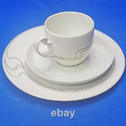 Rosenthal ASYMMETRIA White Gold 2 x COFFEE CAKE TRIOS Cup Saucer Plate EXC c