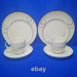 Rosenthal ASYMMETRIA White Gold 2 x COFFEE CAKE TRIOS Cup Saucer Plate EXC c