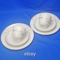 Rosenthal ASYMMETRIA White Gold 2 x COFFEE CAKE TRIOS Cup Saucer Plate EXC c