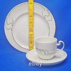 Rosenthal ASYMMETRIA White Gold 2 x COFFEE CAKE TRIOS Cup Saucer Plate EXC c