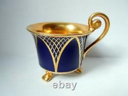Rosenthal Art Deco Cup Saucer Demitasse Paw Feet Fragonard Handle Cobalt Gilded