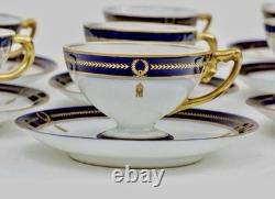 Rosenthal Art Deco Demitasse Cups Saucers Set of 12 Cobalt Gold Rare Super Fine