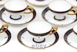 Rosenthal Art Deco Demitasse Cups Saucers Set of 12 Cobalt Gold Rare Super Fine