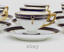 Rosenthal Art Deco Demitasse Cups Saucers Set of 12 Cobalt Gold Rare Super Fine