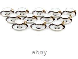 Rosenthal Art Deco Demitasse Cups Saucers Set of 12 Cobalt Gold Rare Super Fine
