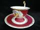 Rosenthal Cup & Saucer Red Gold Rim Flowers Unusual Birds Head Handle 1891-1906