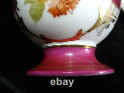 Rosenthal Cup & Saucer Red Gold Rim Flowers Unusual Birds Head Handle 1891-1906