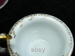 Rosenthal Cup & Saucer Red Gold Rim Flowers Unusual Birds Head Handle 1891-1906