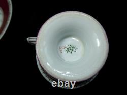 Rosenthal Cup & Saucer Red Gold Rim Flowers Unusual Birds Head Handle 1891-1906