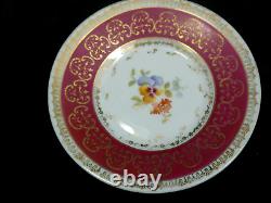 Rosenthal Cup & Saucer Red Gold Rim Flowers Unusual Birds Head Handle 1891-1906