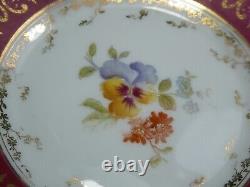 Rosenthal Cup & Saucer Red Gold Rim Flowers Unusual Birds Head Handle 1891-1906