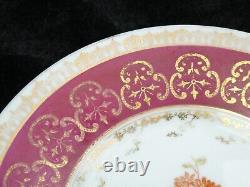 Rosenthal Cup & Saucer Red Gold Rim Flowers Unusual Birds Head Handle 1891-1906
