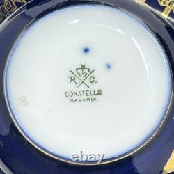Rosenthal Cups & Saucers (x3) In Donatello Shape With Deep Cobalt Gilded Pattern