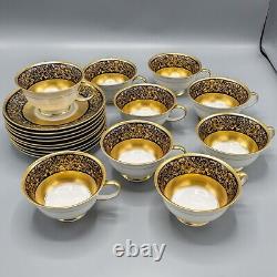 Rosenthal Dynasty Aida Cobalt Blue Gold Cup & Saucers Set of 9 FREE USA SHIP