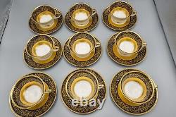 Rosenthal Dynasty Aida Cobalt Blue Gold Cup & Saucers Set of 9 FREE USA SHIP