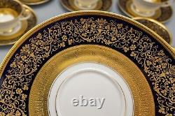 Rosenthal Dynasty Aida Cobalt Blue Gold Cup & Saucers Set of 9 FREE USA SHIP